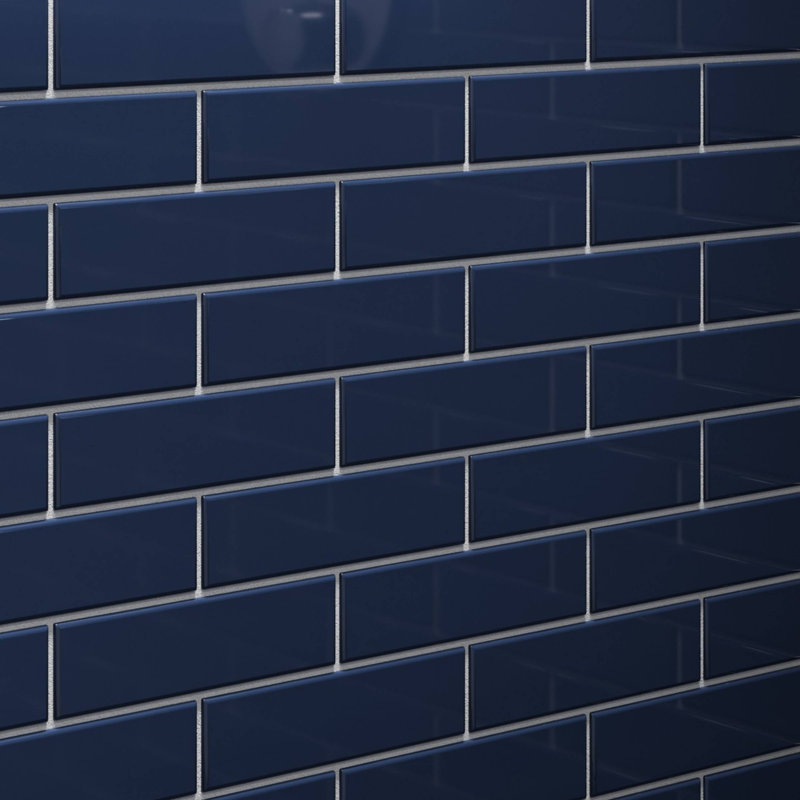 2in.x8in. Glass Subway Tile, Deep Blue Gloss