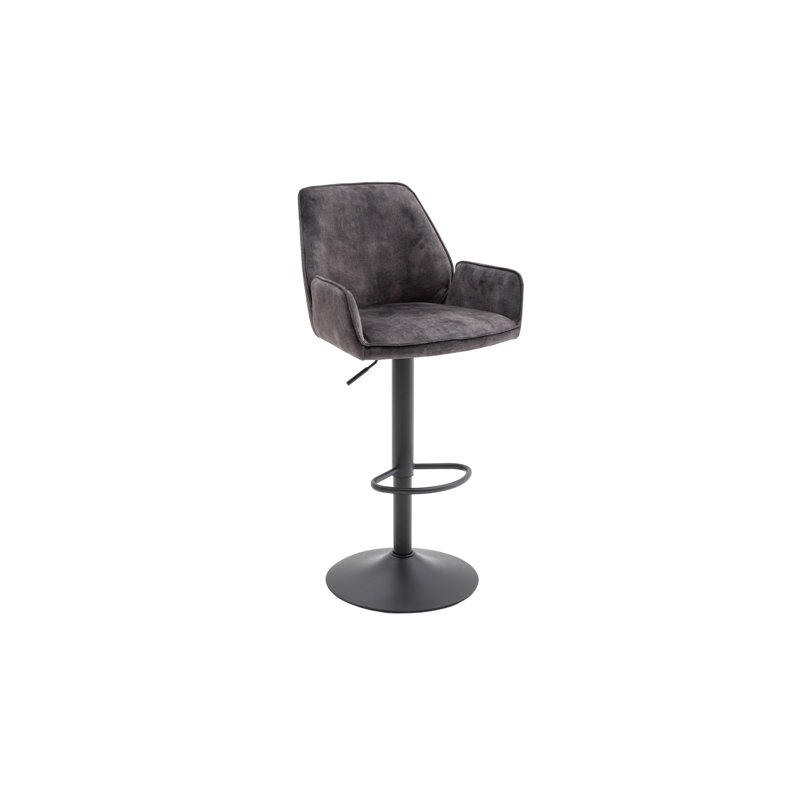 Alachua Swivel Upholstered Adjustable Height Counter Stool with Metal Frame, Anthracite