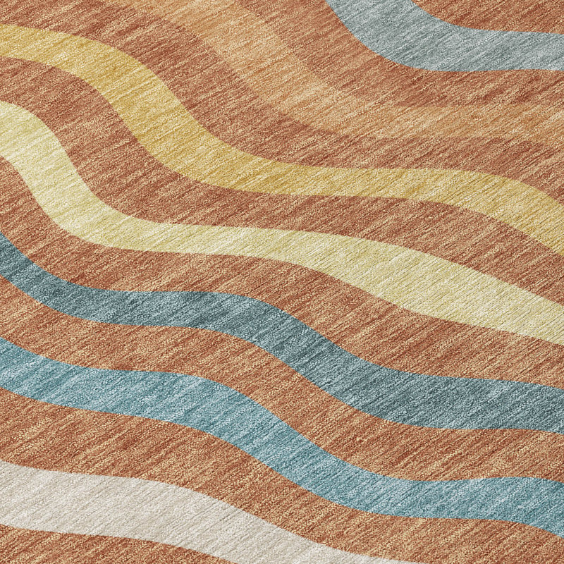 Machine Washable Indoor/Outdoor Chantille ACN2570 Abstract Rug, Runner 2'3" x 7'6", Paprika