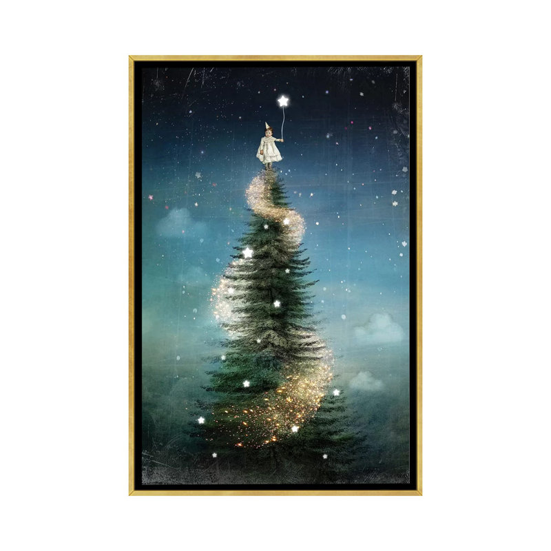 «Royal Sapin» par Catrin Welz-Stein - impression d'art graphique, H 40 po x l 26 po x P 1,5 po, Toile encadrée d'or