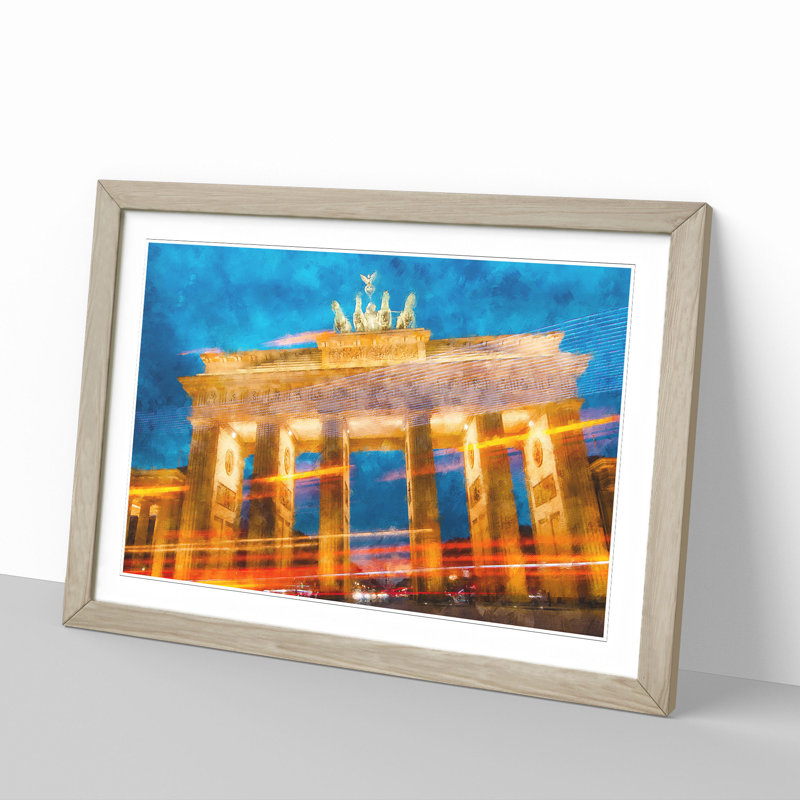 Brandenburg Gate in Berlin Vol.1 - Picture Frame Painting, Oak, 48cm H x 65cm W x 2cm D