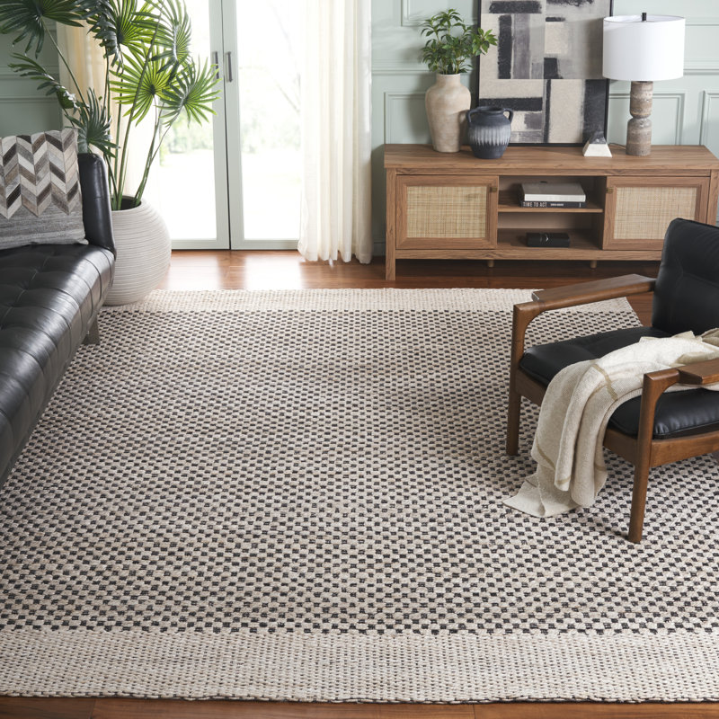 Tapis 675 fibres naturelles beige / noir, Rectangle 8 pi x 10 pi