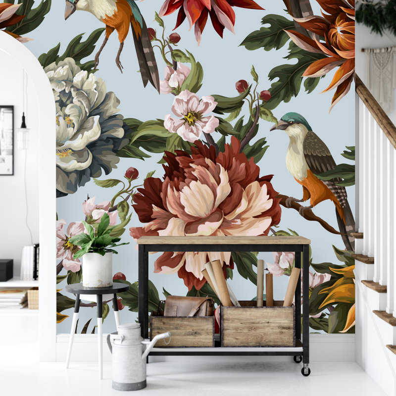 Floral Wall Mural, 10.42' W x 10.42' L