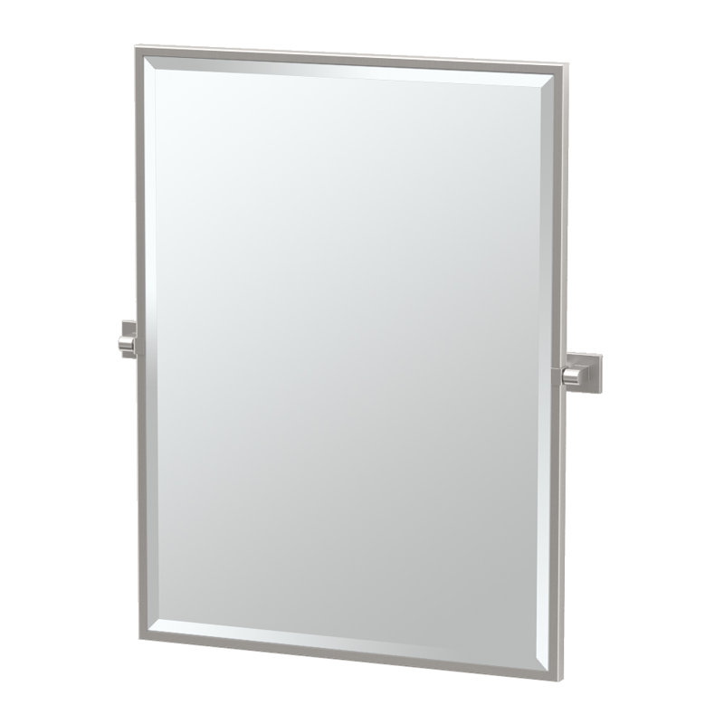 Miroir de salle de bain mural Miroir, Nickel satiné, H 32,5 po x l 27,63 po