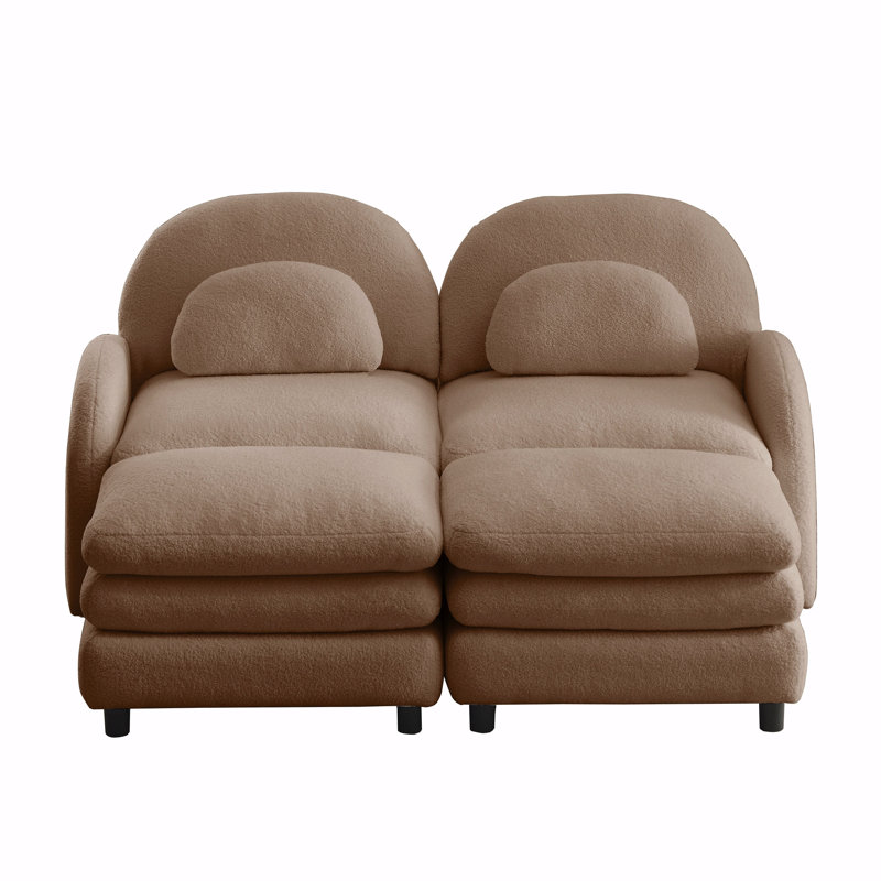 Canapé 2 places Teddy, Combinaison chameau, H 35,4 po x l 68,5 po x P 55,5 po