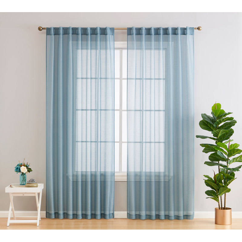 Lauren Semi Sheer Curtain Pair, Dusty Blue, 54" W x 63" L