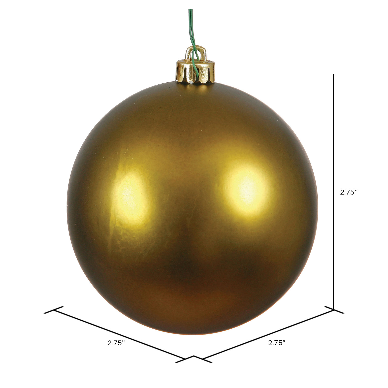 Shatterproof Bauble, 2.75" H x 2.75" W x 2.75" D, Olive