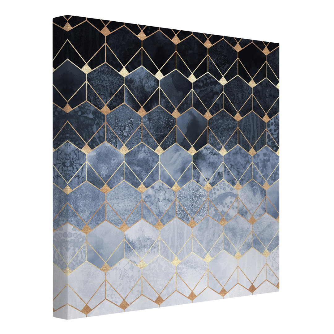 Leinwandbild Blaue Geometrie Goldenes Art Deco