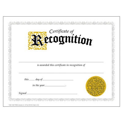 Recognition Certificate