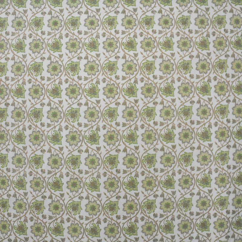 Floral Fabric, Green/Taupe