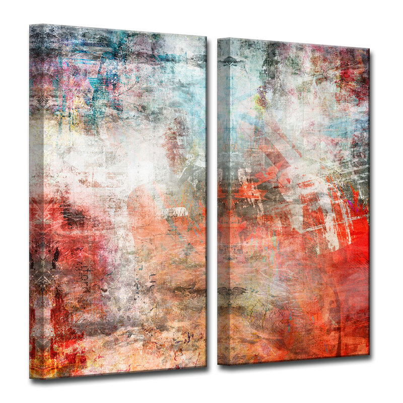 Ensemble de 2 reproductions d’art graphique sur toile tendue abstract ABS VI par Tristan Scott, H 40 po x l 20 po x P 1,5 po