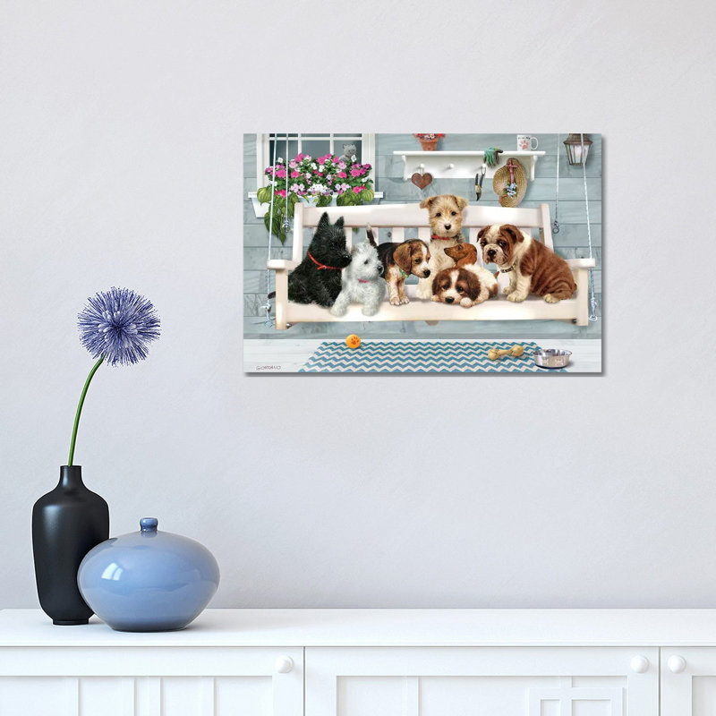 " (Pups Only) Porch Pals " by Giordano Studios, 12" H x 18" W x 1.5" D