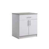 Prepac Elite 36" Tall Storage Cabinet with Doors and Shelves, Multipurpose Garage Cabinet with Large Drawer and Adjustable Shelf, Open Back Storage Furniture for Kitchen, Laundry Room, Garage, White