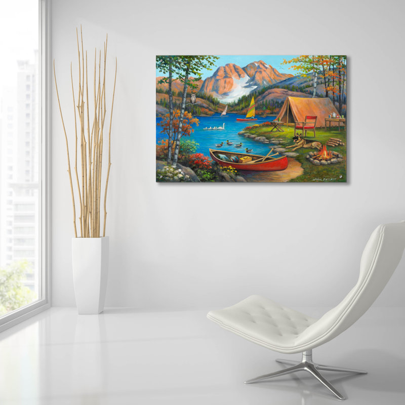 «Pittoresque camping» par John Zaccheo, art mural en verre acrylique, H 24 po x l 36 po x P 0,2 po