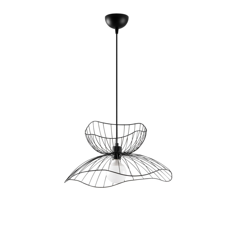 Lustre industriel noir, hauteur réglable 16,5 - 47,6 po, 19,7 po de diamètre | Corps en métal, culot E27 de 40 W maximum | Conception moderne et simple pour la salle à manger, le salon et le vestibule - Solution d'éclairage élégante et fonctionnelle