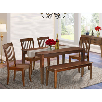 Krier 6 - Piece Rubberwood Solid Wood Dining Set by August Grove