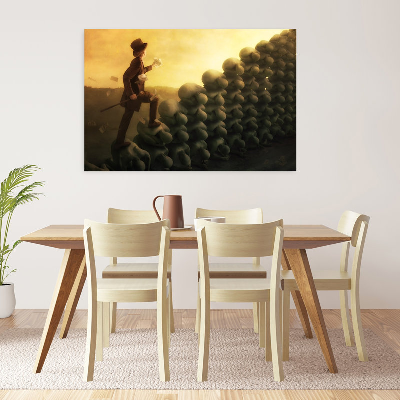 Chemin d'or de l'ambition - Affiche murale surréaliste abstraite contemporaine, H 32 po x l 48 po