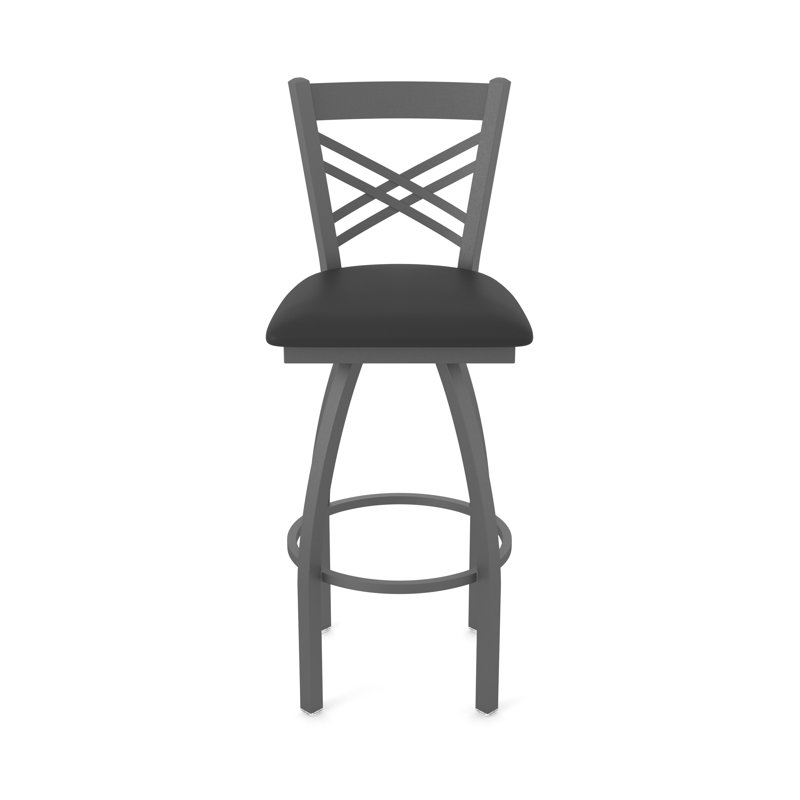 Tabouret pivotant 820 Catalina, Étain, Vinyle - vinyle noir, Tabouret de bar (siège d'une hauteur de 30 po)