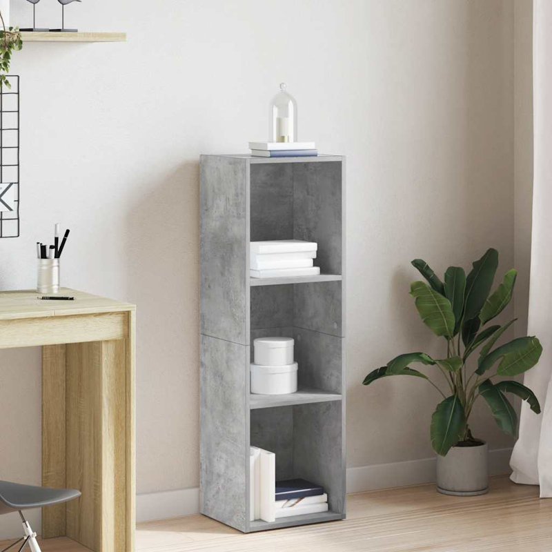 Book Cabinet Bookshelf TV Stand Freestanding Shelf Engineered Wood, Grey, (2 Shelves) 29.5" H x 15.7" W x 9.4" D