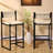 Sansoucy Of 2 Bar Stools Paper Rope Weave Dining Chairs And Metal Frame-342332492