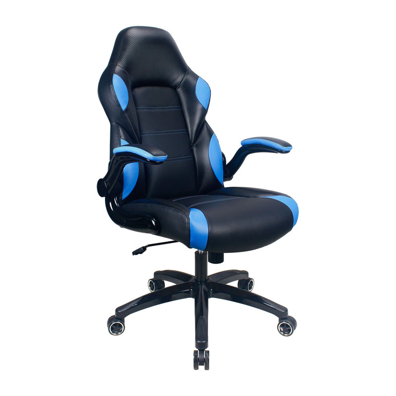 Inbox Zero Adjustable Reclining Ergonomic Swiveling PC & Racing Game Chair, Blue