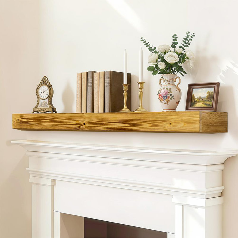 Fireplace Mantel (Natural Wood+Caramel), Natural Wood/Caramel