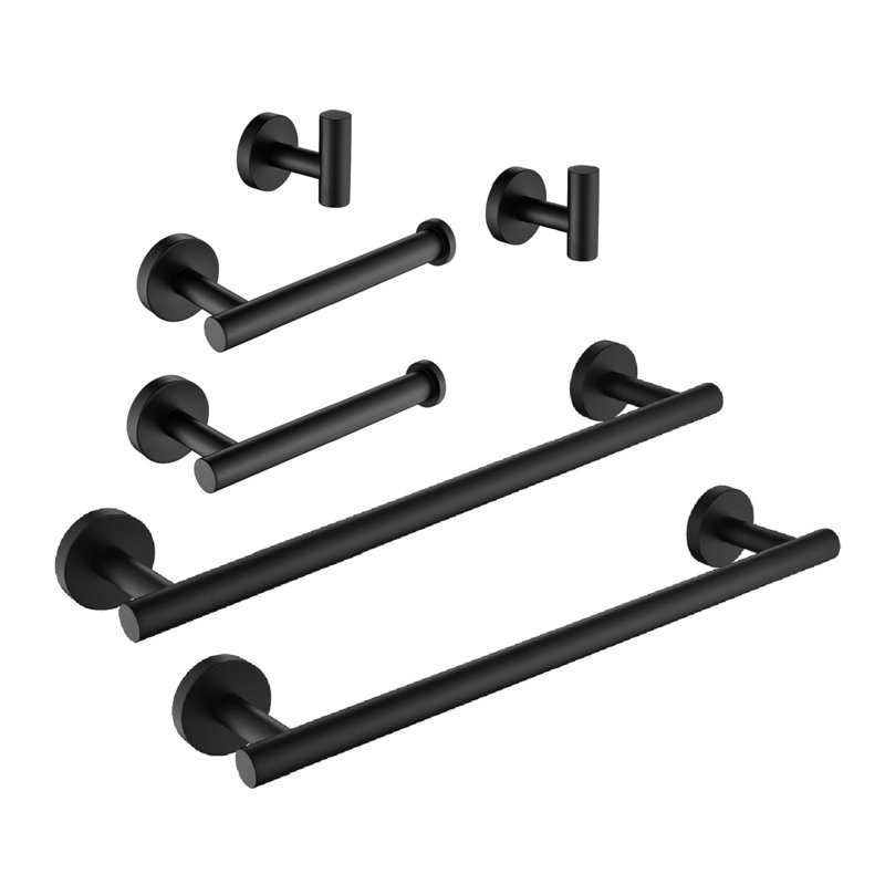Ensemble de quincaillerie de salle de bain 6 pièces, Noir mat