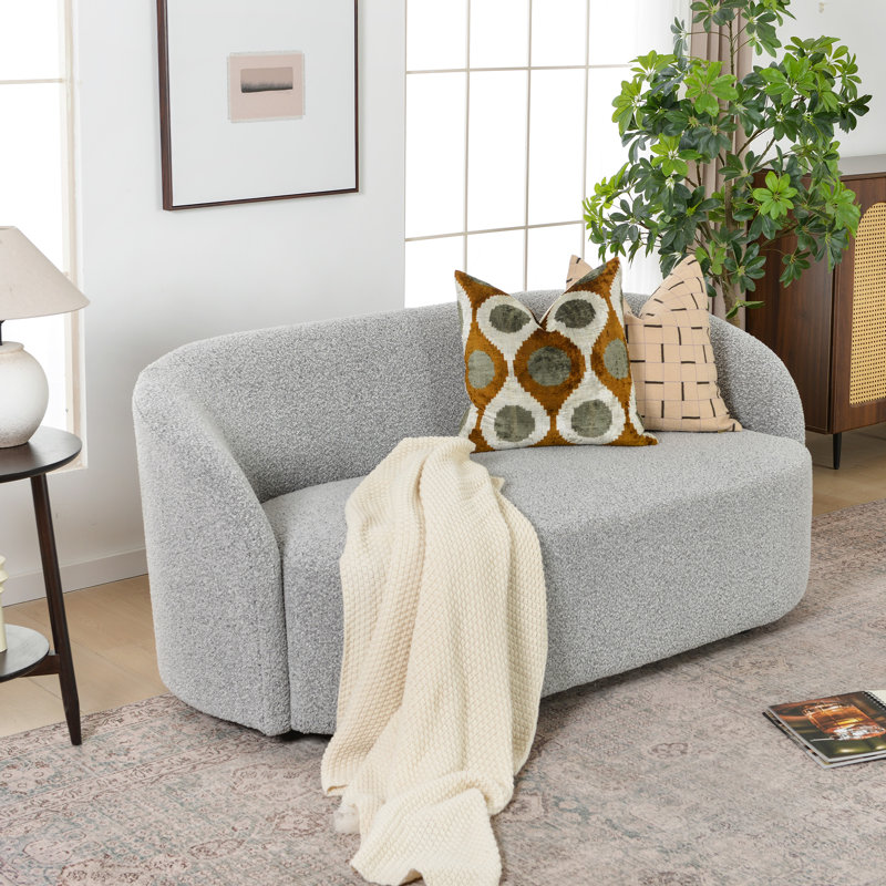 Cleaven 68' Wide Boucle Upholstered Loveseat Sofa, Gris