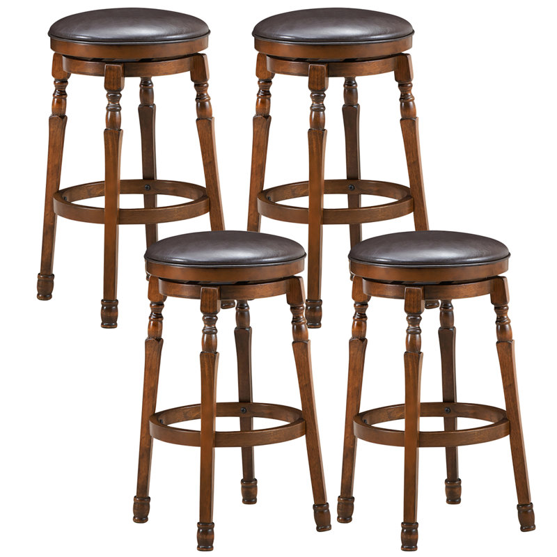Soraya Swivel Upholstered Faux Leather Counter Stool with Solid Wood Frame, Bar Stool (29” Seat Height)