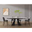  Table de salle à manger moderne extensible, 79 po maximum, plateau en pierre frittée blanc antique  