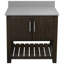 Meuble-lavabo simple 36 po avec comptoir en quartz gris, quincaillerie en nickel brossé et miroir-1469262645