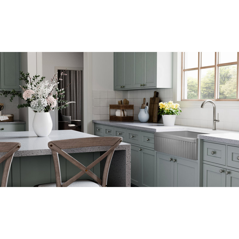 Luxury Solid Fireclay Farmhouse Sink, Stainless Steel Accessories