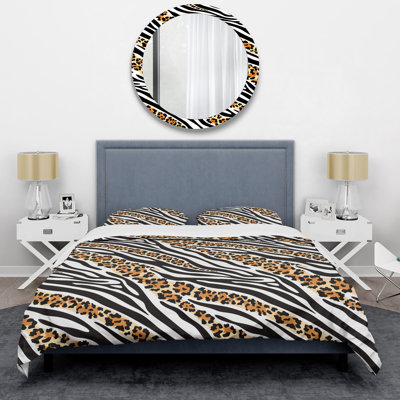 Ensemble de housse de couette en microfibre noir / orange / blanc 3 pièces