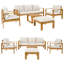 Ensemble de patio modulaire d'extérieur en bois d'acacia de 5 pièces Timberlane, ensemble de conversation avec canapé, fauteuil, table basse et 2 repose-pieds, coussins hydrofuges, conception transitionnelle pour terrasse