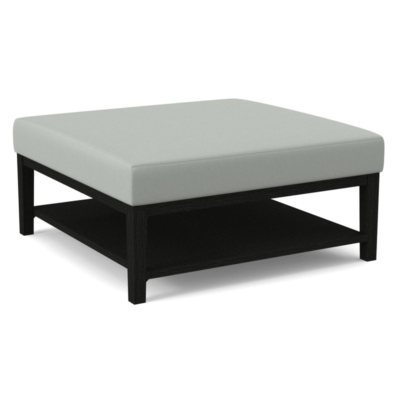 Hammond Square Ottoman, Antique Black Finish, Gray Sugar Performance; 0863-84
