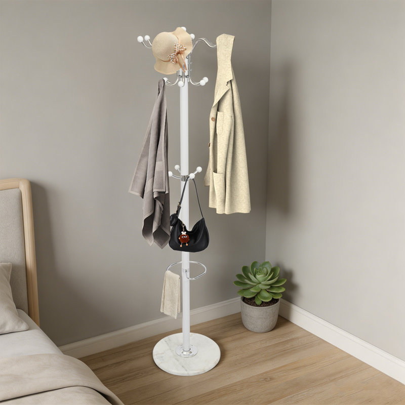 Portemanteau autoportant avec portemanteau et porte-parapluie blanc