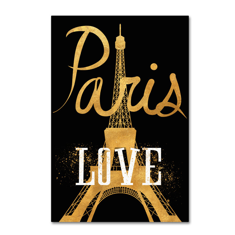 « paris love », art textuel sur toile tendue, H 19 po x l 12 po x P 2 po