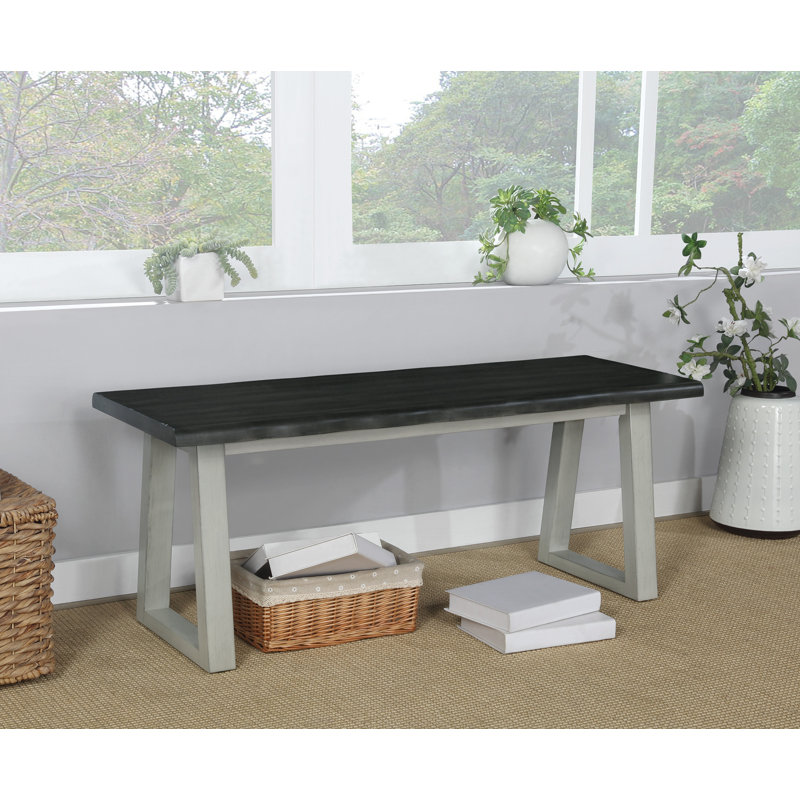Upholstered Bench, Charcoal/Light Gray