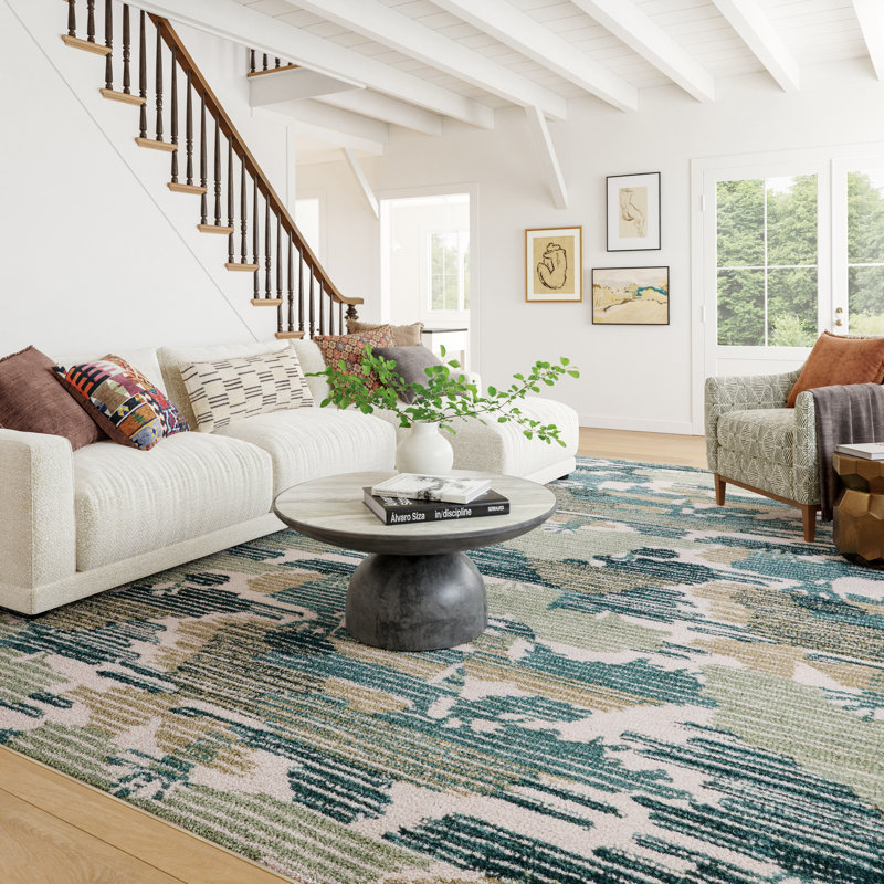 Sierro Modern Abstract Machine Washable Rug, Rectangle 3' x 5'