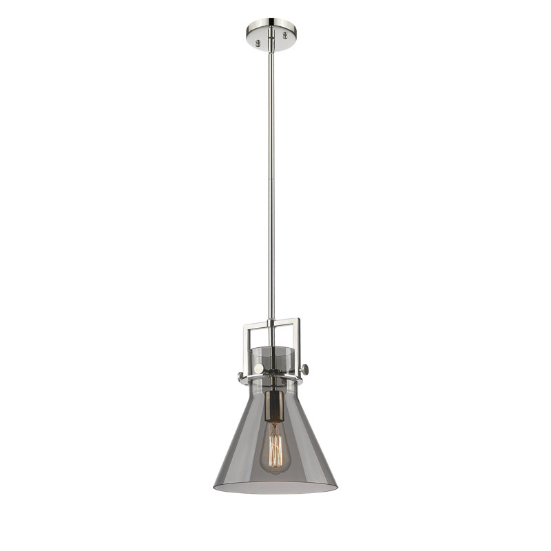 Luminaire suspendu avec tige 30 po Coterie, Plaqué couleur fumée, Nickel poli, H 13,63 po x l 10 po x P 10 po