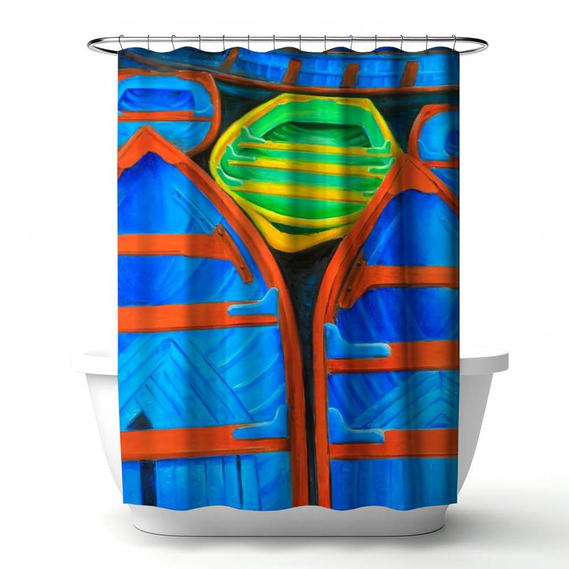 Shower Curtain CO70 – Polyester Shower Curtain, Dye Sublimation Print, 71" W × 74" L, Multicolor Blue