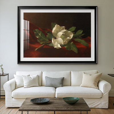 Magnolia Grandiflora (Magnolia on Red Velvet)-Martin Johnson Heade-Framed Print with Mat and glass-c. 1885–1890
