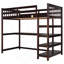 Lit mezzanine simple avec tablettes de rangement et bureau sous le lit, espresso-1279280969-1279280982
