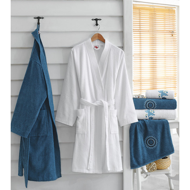 Yehuda 100% Cotton Terry Cloth Gender Neutral Mid-Calf Bathrobe with Pockets and Hood for Kids