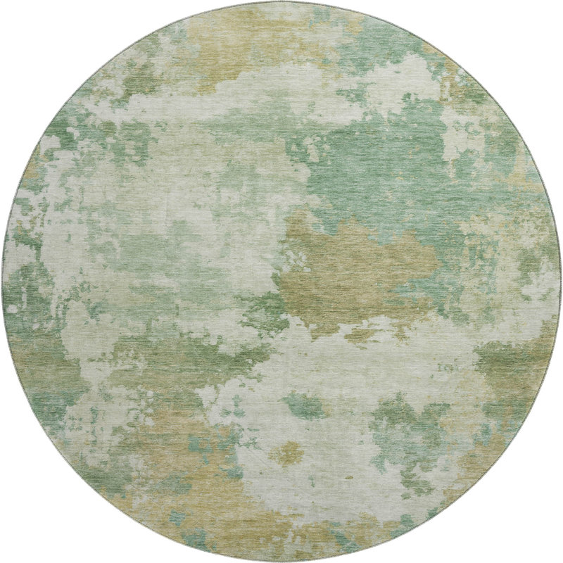 Premium Machine Washable Mayfield AMF2144 abstract Rug, Aloe, 8' Round