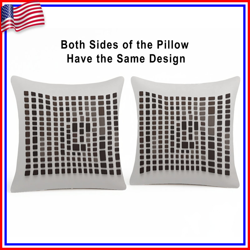 Brown Rectangular Grid Double Sided Throw Pillows, 26 x 26 inches