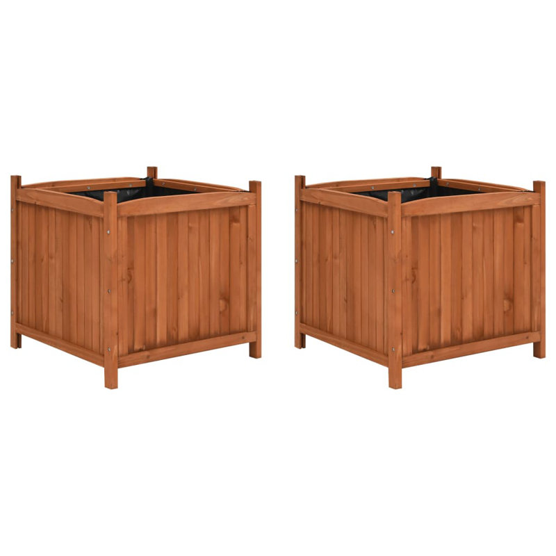 Weather-Resistant Firwood Outdoor Raised Garden Beds, Set of 2