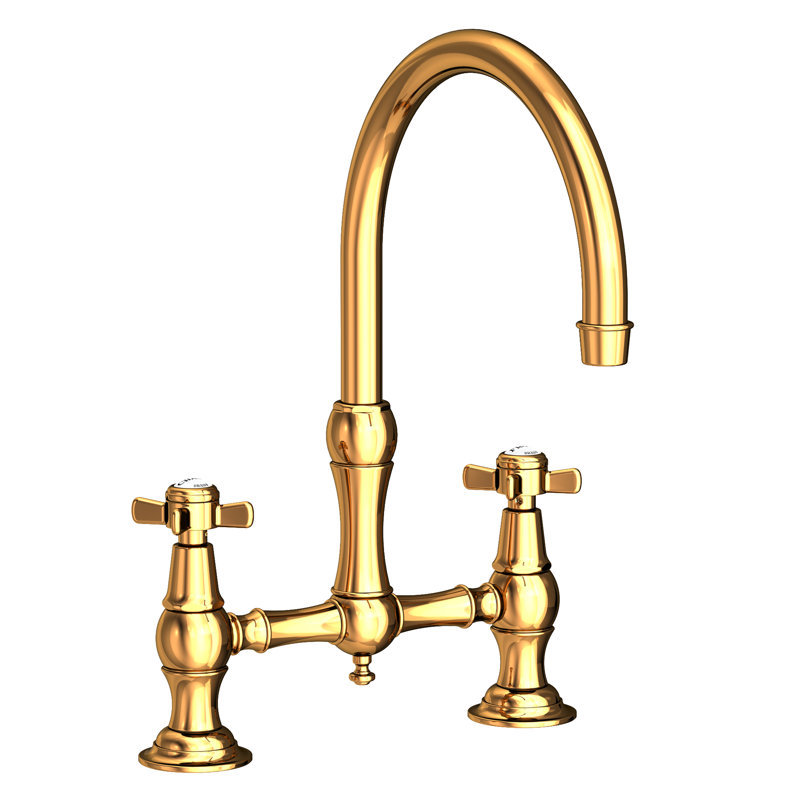 Fairfield Kitchen Bridge Faucet, Polished Gold