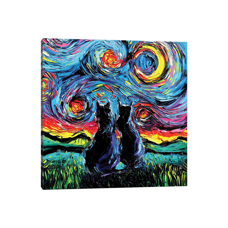 «Van Gogh's Cats» par Aja Trêves - reproduction d'art, Toile tendue, H 12 po x l 12 po x P 1,5 po
