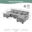 Canapé modulaire en U en chenille de 110 po avec méridienne double et mousse à mémoire de forme CloudHaven-1887291950